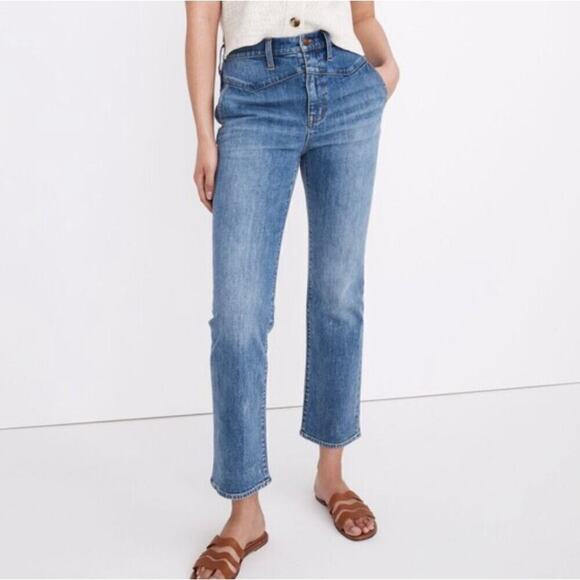 MADEWELL Slim Demi-Boot Western Yoke Edition Jeans in Tracy Wash, Size 25 - Picture 1 of 16